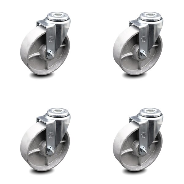 5 Inch Semi Steel Wheel Swivel Bolt Hole Caster Set
